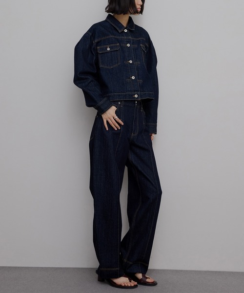 Ameri（アメリ）の「JAPAN MADE CURVE DENIM PANTS（デニムパンツ・レディース・インディゴブルー/ブルー・23inch/26inch/25inch/24inch）」の18枚目の写真