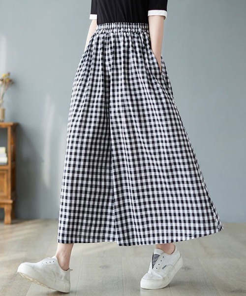 Flugge(フラッジー)の「ブロックチェックワイドパンツ(その他パンツ・レディース・ブラック/ブルー・MEDIUM/LARGE)」の1枚目の写真