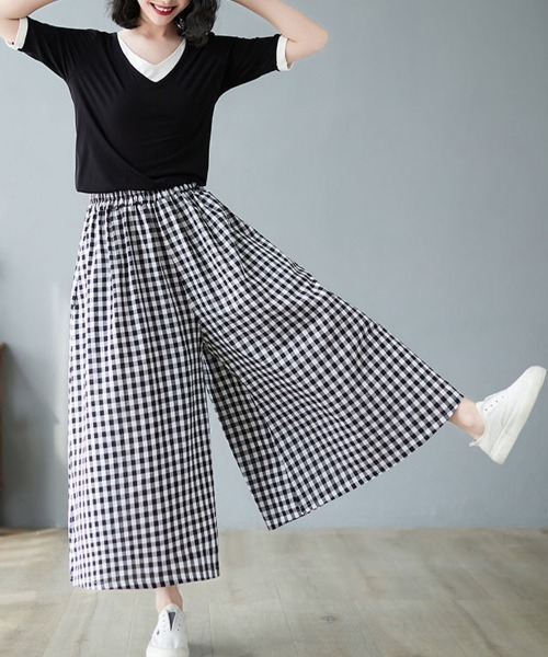 Flugge(フラッジー)の「ブロックチェックワイドパンツ(その他パンツ・レディース・ブラック/ブルー・MEDIUM/LARGE)」の10枚目の写真