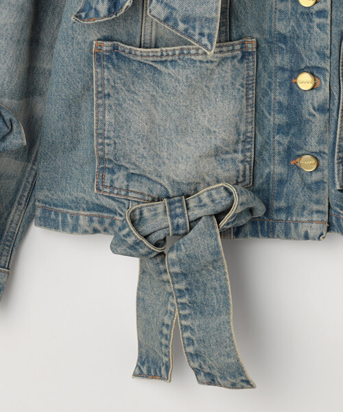 GANNI（ガニー）の「GANNI/ガニー Tint Rigid Denim Jacket / A1010057 / フロントリボン デニムジャケット（デニムジャケット・レディース・サックスブルー・36）」の4枚目の写真