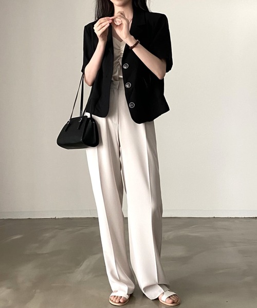 Vipoa(ヴィポア)の「ルーズショートテーラードジャケット(テーラードジャケット・レディース・ブラック/アイボリー・FREE)」の18枚目の写真