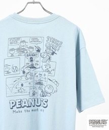 PEANUTS コミック柄プリントヘビーウェイトドロップショルダーT