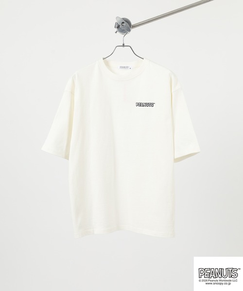 PEANUTS(ピーナッツ)の「PEANUTS コミック柄プリントヘビーウェイトドロップショルダーT(Tシャツ/カットソー・メンズ・オフホワイト/サックスブルー系/ブラック・M/L/LL)」の7枚目の写真