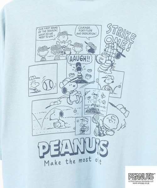 PEANUTS(ピーナッツ)の「PEANUTS コミック柄プリントヘビーウェイトドロップショルダーT(Tシャツ/カットソー・メンズ・オフホワイト/サックスブルー系/ブラック・M/L/LL)」の16枚目の写真