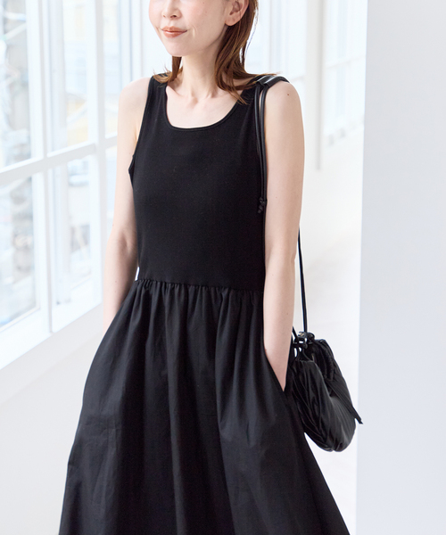 U by SPICK&SPAN（ユーバイスピックアンドスパン）の「リブタンクドッキングワンピース（ワンピース・レディース・ブラウン/ブラック・FREE）」の15枚目の写真