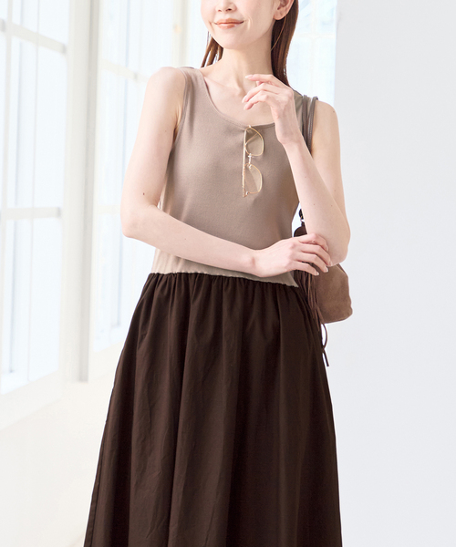 U by SPICK&SPAN（ユーバイスピックアンドスパン）の「リブタンクドッキングワンピース（ワンピース・レディース・ブラウン/ブラック・FREE）」の19枚目の写真