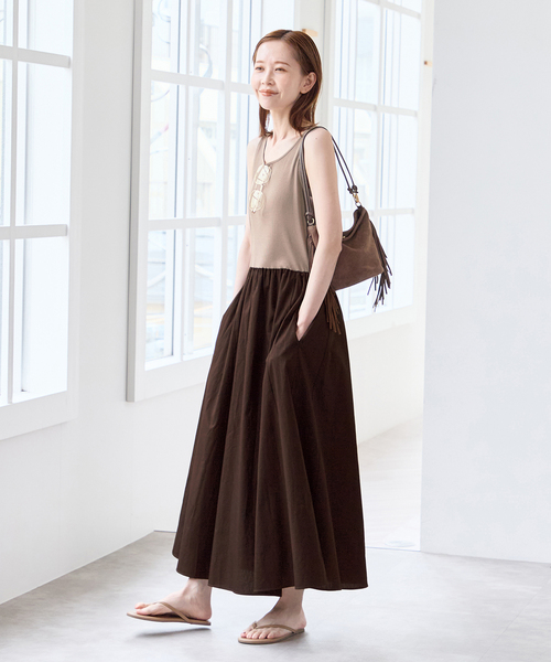 U by SPICK&SPAN（ユーバイスピックアンドスパン）の「リブタンクドッキングワンピース（ワンピース・レディース・ブラウン/ブラック・FREE）」の21枚目の写真