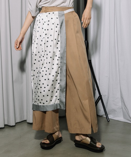 MARECHAL TERRE(マルシャルテル)の「スカーフ風ラップスカート×タックパンツ(その他パンツ・レディース・ホワイト系その他/ライトブルー/ブラック系その他/ベージュ・MEDIUM)」の2枚目の写真