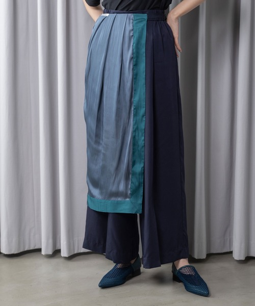 MARECHAL TERRE(マルシャルテル)の「スカーフ風ラップスカート×タックパンツ(その他パンツ・レディース・ホワイト系その他/ライトブルー/ブラック系その他/ベージュ・MEDIUM)」の1枚目の写真