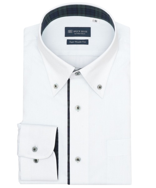 TOKYO SHIRTS(トウキョウシャツ)の「【超形態安定】【吸水速乾】 形態安定ノンアイロン ボタンダウン 長袖ビジネスワイシャツ(ビジネスシャツ・メンズ・グリーン・首回り43cm-裄丈86cm/首回り43cm-裄丈82cm/首回り42cm-裄丈86cm/首回り41cm-裄丈86cm/首回り41cm-裄丈82cm/首回り39cm-裄丈84cm/首回り42cm-裄丈82cm/首回り39cm-裄丈80cm/首回り37cm-裄丈84cm/首回り37cm-裄丈80cm)」の1枚目の写真