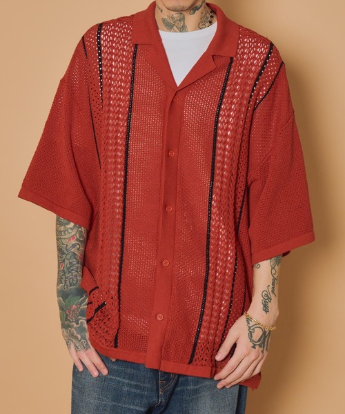 Subciety(サブサエティ)の「Crochet shirt(シャツ/ブラウス・メンズ・オレンジ/ホワイト/ブラック・MEDIUM/LARGE/X-LARGE)」の3枚目の写真
