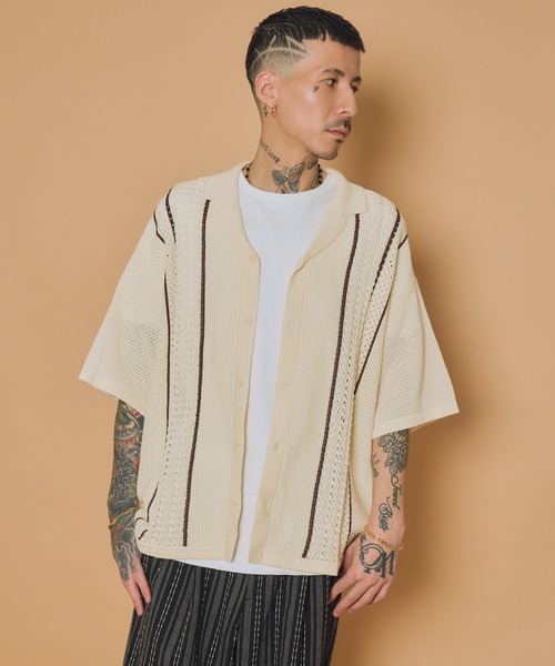 Subciety(サブサエティ)の「Crochet shirt(シャツ/ブラウス・メンズ・オレンジ/ホワイト/ブラック・MEDIUM/LARGE/X-LARGE)」の8枚目の写真