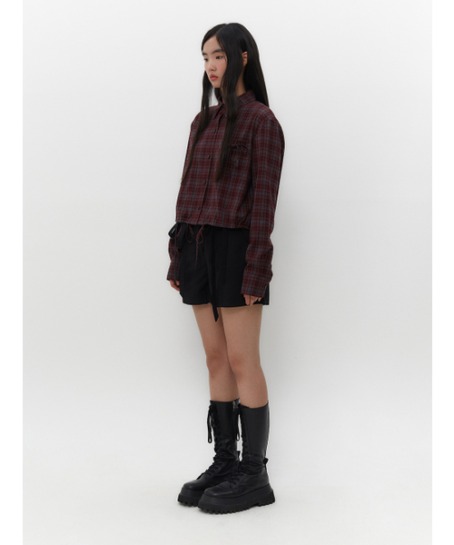 TUOMIO（トゥオミオ）の「STRAPPY CHECK SHIRT [BURGUNDY]（シャツ/ブラウス・レディース・その他・1/2）」の3枚目の写真
