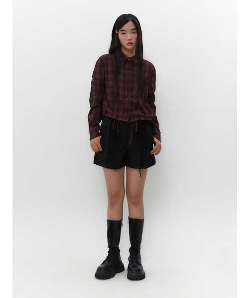 TUOMIO（トゥオミオ）の「STRAPPY CHECK SHIRT [BURGUNDY]（シャツ/ブラウス・レディース・その他・1/2）」の5枚目の写真