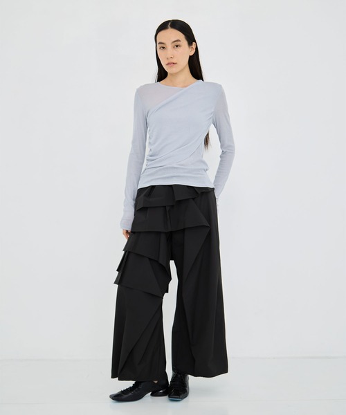 TAAKK(ターク)の「【TAAKK/ターク】Pants/フリルワイドパンツ(その他パンツ・レディース・ブラック・3/1)」の2枚目の写真