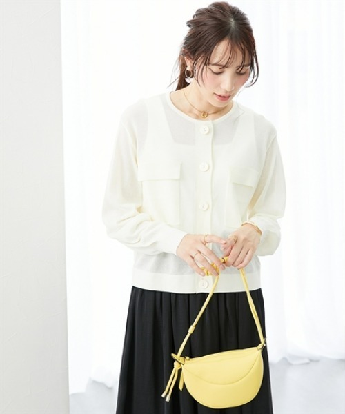 7days Life Styling(セブンデイズライフスタイリング)の「【接触冷感】毛玉になりにくいポケットシアーカーディガン(カーディガン/ボレロ・レディース・ブラック/ライトグレー/オフホワイト・LL/M/S/L)」の6枚目の写真