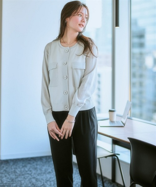 7days Life Styling(セブンデイズライフスタイリング)の「【接触冷感】毛玉になりにくいポケットシアーカーディガン(カーディガン/ボレロ・レディース・ブラック/ライトグレー/オフホワイト・LL/M/S/L)」の8枚目の写真