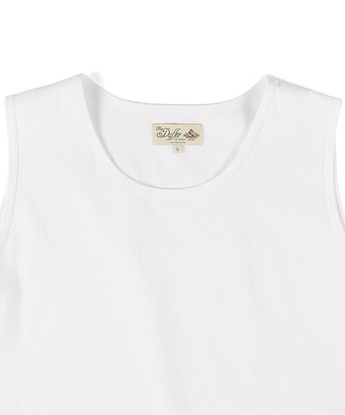 The DUFFER of ST.GEORGE(ザダファーオブセントジョージ)の「「AIR FLEX」RANDOM RIB KNIT TANK TOP :高収縮機能素材「エアフレックス」ランダムリブ タンクトップ / ストレッチ / UVカット / ドライタッチ / アンチピリング / インナー(タンクトップ・メンズ・チャコールグレー/ホワイト/ブラック・LARGE/MEDIUM/X-LARGE)」の15枚目の写真