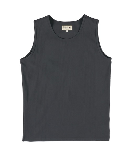 The DUFFER of ST.GEORGE(ザダファーオブセントジョージ)の「「AIR FLEX」RANDOM RIB KNIT TANK TOP :高収縮機能素材「エアフレックス」ランダムリブ タンクトップ / ストレッチ / UVカット / ドライタッチ / アンチピリング / インナー(タンクトップ・メンズ・チャコールグレー/ホワイト/ブラック・LARGE/MEDIUM/X-LARGE)」の14枚目の写真