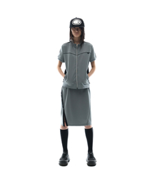 Button Slit Track Skirt / Khaki