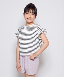 Right-on | VIVIAN BLUE(ヴィヴィアンブルー)ボーダープリントフリルTシャツ(Tシャツ/カットソー)