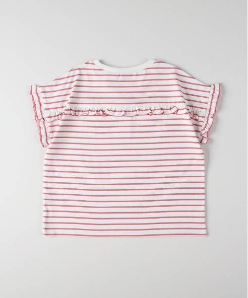 Right-on（ライトオン）の「VIVIAN BLUE(ヴィヴィアンブルー)ボーダープリントフリルＴシャツ（Tシャツ/カットソー・キッズ・レッド/サックスブルー/ブラック・110/120/130/140/150/160）」の11枚目の写真