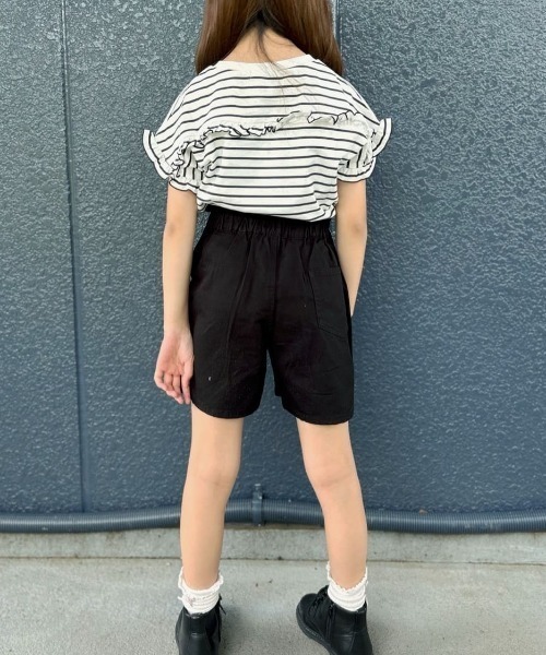 Right-on（ライトオン）の「VIVIAN BLUE(ヴィヴィアンブルー)ボーダープリントフリルＴシャツ（Tシャツ/カットソー・キッズ・レッド/サックスブルー/ブラック・110/120/130/140/150/160）」の18枚目の写真