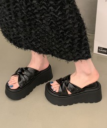 ツイスト リボン ボリューム オープン サンダル