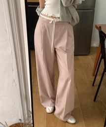 ダブルウエストリボンタックスラックスパンツ
