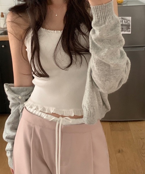 LYEON(リヨン)の「ダブルウエストリボンタックスラックスパンツ(スラックス・レディース・ピンク・FREE)」の8枚目の写真