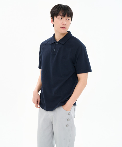 CUSTOMUS(カスタムアース)の「男性コットン100% PKラグラン変形単作カラーTシャツ CXS26MKKT309 NAV(Tシャツ/カットソー・メンズ・ネイビー・MEDIUM/LARGE/X-LARGE)」の3枚目の写真