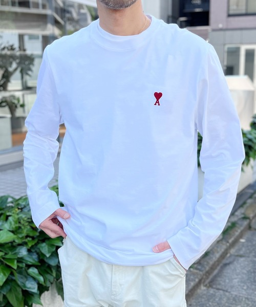 AMI Alexandre Mattiussi(アミアレクサンドルマテュッシ)の「【AMI PARIS】アミ パリス Small Heart Long Sleeve ワンポイント ロゴ ロンT(Tシャツ/カットソー・メンズ・ブラック/グレー/ホワイト・L/M/XL)」の4枚目の写真