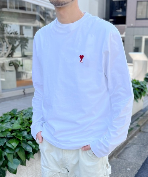 AMI Alexandre Mattiussi(アミアレクサンドルマテュッシ)の「【AMI PARIS】アミ パリス Small Heart Long Sleeve ワンポイント ロゴ ロンT(Tシャツ/カットソー・メンズ・ブラック/グレー/ホワイト・L/M/XL)」の5枚目の写真