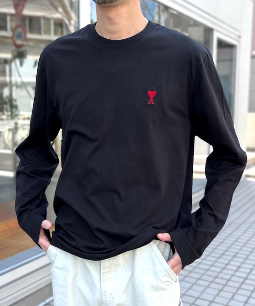 AMI Alexandre Mattiussi(アミアレクサンドルマテュッシ)の「【AMI PARIS】アミ パリス Small Heart Long Sleeve ワンポイント ロゴ ロンT(Tシャツ/カットソー・メンズ・ブラック/グレー/ホワイト・L/M/XL)」の7枚目の写真