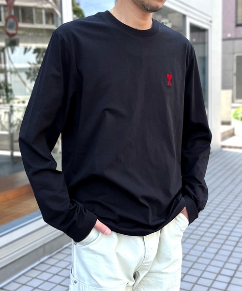 AMI Alexandre Mattiussi(アミアレクサンドルマテュッシ)の「【AMI PARIS】アミ パリス Small Heart Long Sleeve ワンポイント ロゴ ロンT(Tシャツ/カットソー・メンズ・ブラック/グレー/ホワイト・L/M/XL)」の8枚目の写真