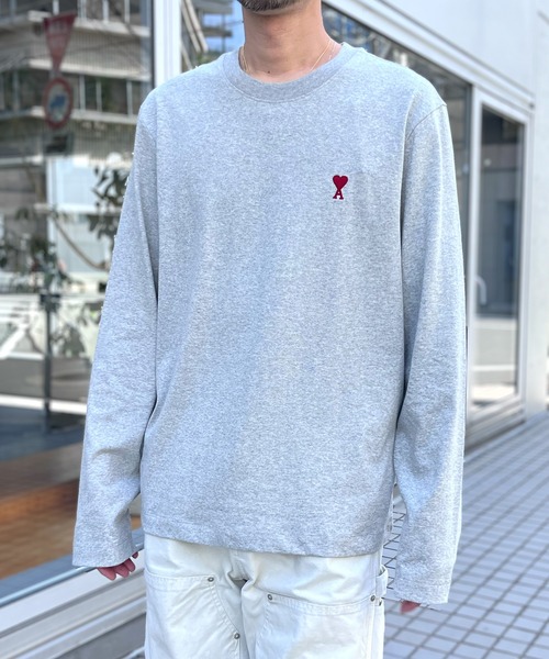 AMI Alexandre Mattiussi（アミアレクサンドルマテュッシ）の「【AMI PARIS】アミ パリス Small Heart Long Sleeve ワンポイント ロゴ ロンT（Tシャツ/カットソー・メンズ・ブラック/グレー/ホワイト・L/M/XL）」の18枚目の写真