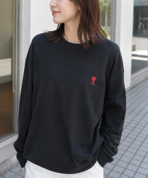 AMI Alexandre Mattiussi（アミアレクサンドルマテュッシ）の「【AMI PARIS】アミ パリス Small Heart Long Sleeve ワンポイント ロゴ ロンT（Tシャツ/カットソー・メンズ・ブラック/グレー/ホワイト・L/M/XL）」の17枚目の写真