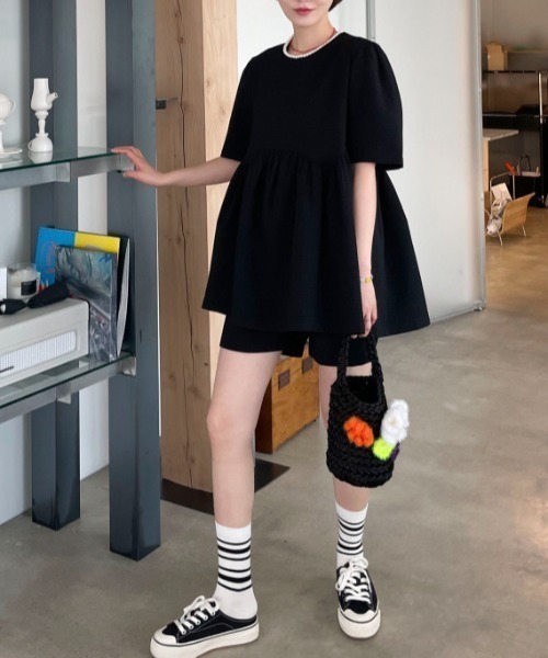 AMAJI（アマジ）の「チェック柄 ショートパンツ セットアップ（セットアップ・レディース・ブラック/ベージュ・FREE）」の5枚目の写真