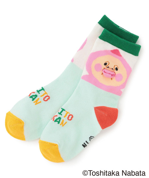 kladskap（クレードスコープ）の「【こびとづかん】ぷっくりクルーソックス（ソックス/靴下・キッズ・クリーム/エメラルド・S(13-15cm)/L(18-20cm)/M(16-18cm)）」の2枚目の写真