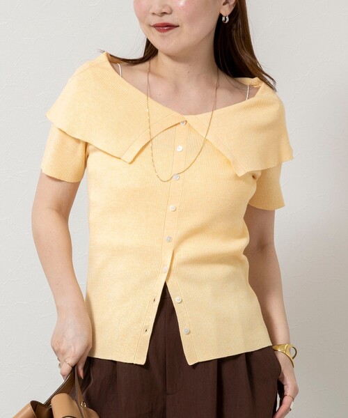 NOLLEY’S Sophi(ノーリーズソフィ)の「《手洗い可能》ビックカラーオフショルプルオーバー(ニット/セーター・レディース・クリーム/ブラウン系その他7/ブラック・38)」の3枚目の写真