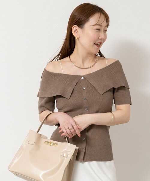 NOLLEY’S Sophi(ノーリーズソフィ)の「《手洗い可能》ビックカラーオフショルプルオーバー(ニット/セーター・レディース・クリーム/ブラウン系その他7/ブラック・38)」の14枚目の写真
