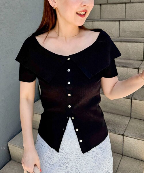 NOLLEY’S Sophi(ノーリーズソフィ)の「《手洗い可能》ビックカラーオフショルプルオーバー(ニット/セーター・レディース・クリーム/ブラウン系その他7/ブラック・38)」の17枚目の写真