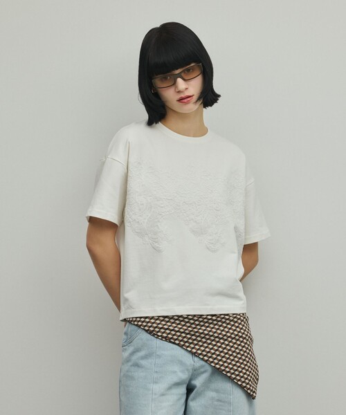 Diagram（ダイアグラム）の「レースTシャツ（Tシャツ/カットソー・レディース・ホワイト/ブラック・36）」の3枚目の写真
