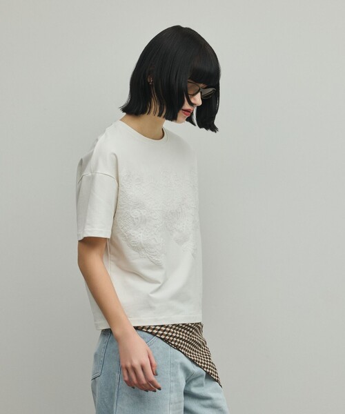 Diagram（ダイアグラム）の「レースTシャツ（Tシャツ/カットソー・レディース・ホワイト/ブラック・36）」の4枚目の写真