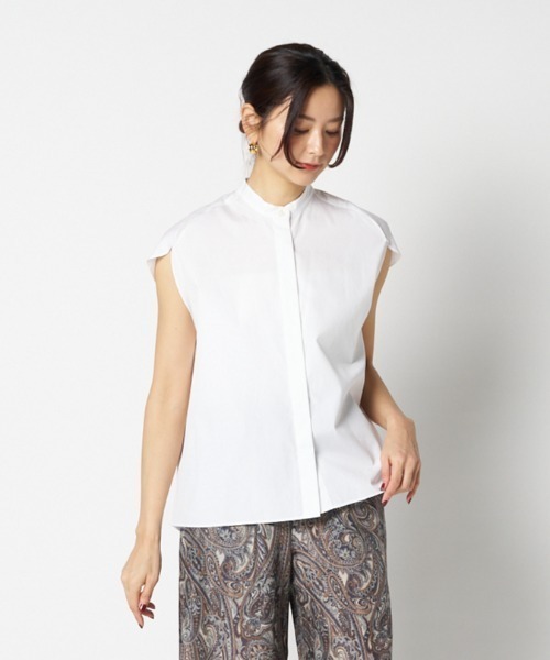 HELIOPOLE(エリオポール)の「BACK VOLUME STAND COLLAR SHIRT(シャツ/ブラウス・レディース・ホワイト/ピンク系・38)」の2枚目の写真