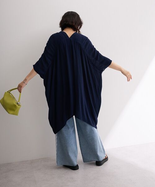 Green　Parks（グリーンパークス）の「サイドレースデニムワイドパンツ（デニムパンツ・レディース・ブラック/ライトインディゴブルー・L/M）」の4枚目の写真