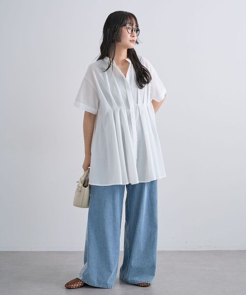 Green　Parks（グリーンパークス）の「サイドレースデニムワイドパンツ（デニムパンツ・レディース・ブラック/ライトインディゴブルー・L/M）」の12枚目の写真