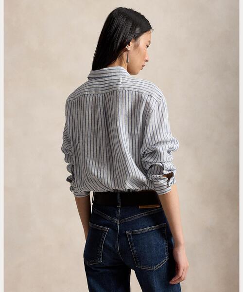 POLO RALPH LAUREN（ポロ ラルフ ローレン）の「ワイド クロップド ギンガム リネン シャツ（シャツ/ブラウス・レディース・ブルー・S/M/L/XS/XXS）」の7枚目の写真
