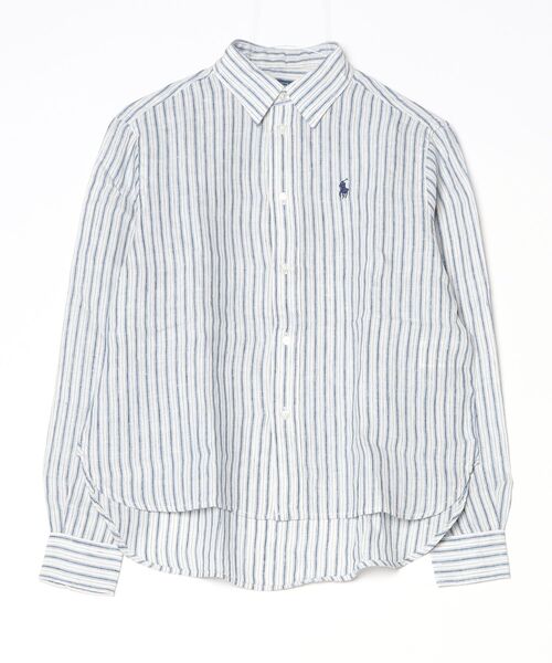 POLO RALPH LAUREN（ポロ ラルフ ローレン）の「ワイド クロップド ギンガム リネン シャツ（シャツ/ブラウス・レディース・ブルー・S/M/L/XS/XXS）」の3枚目の写真