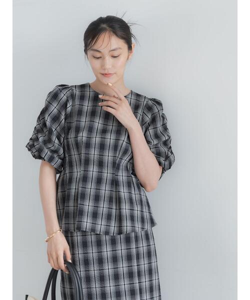 Te chichi(テチチ)の「サッカーチェックバルーンスリーブブラウス(セットアップ可)(シャツ/ブラウス・レディース・サックスブルー/オフホワイト/ブラック・F)」の22枚目の写真